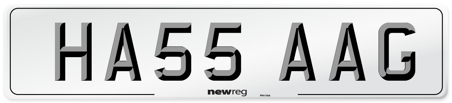 HA55 AAG Number Plate from New Reg